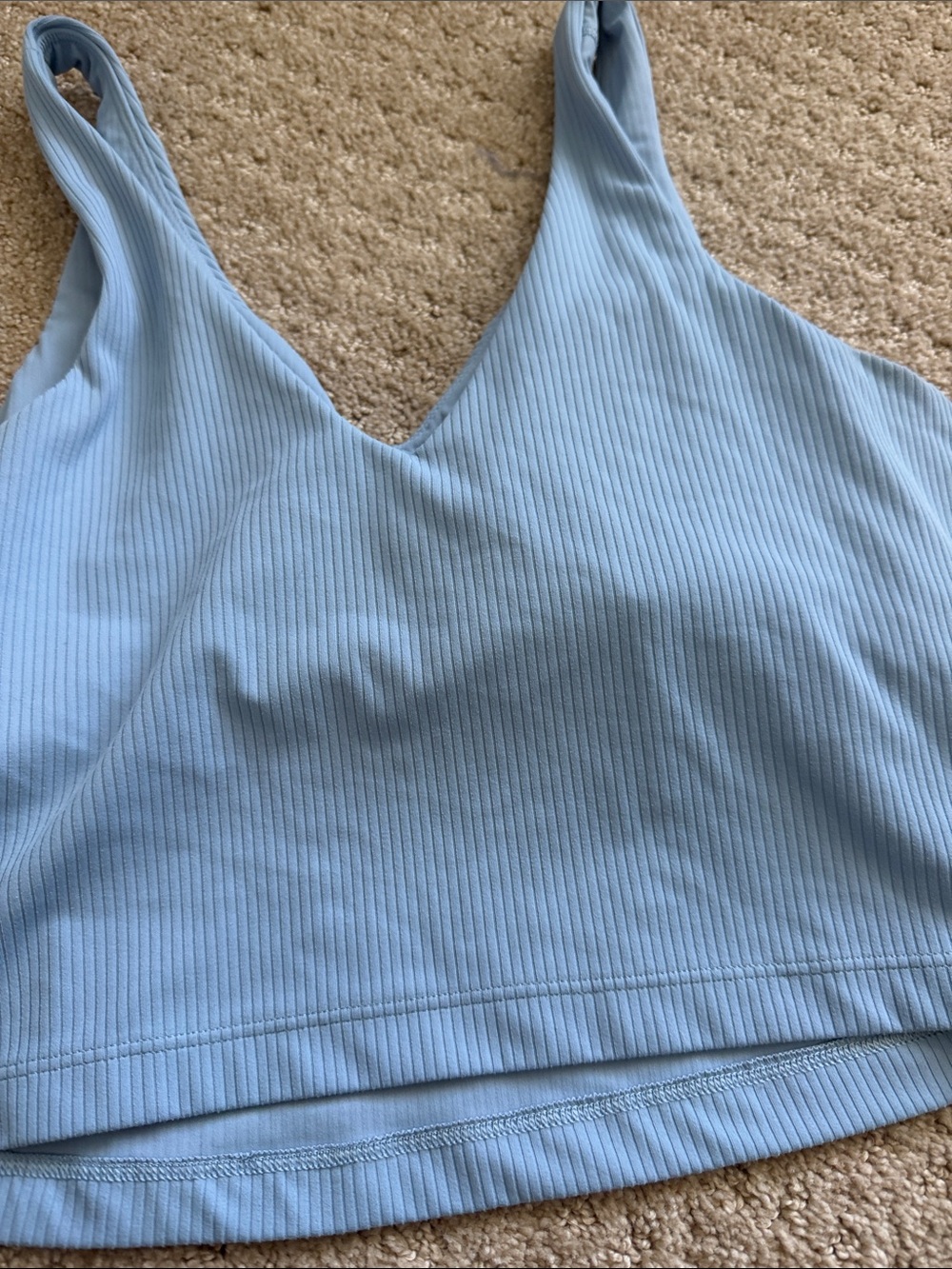 Athleta Light Blue Ribbed V-Neck Cropped Tank - Picture 3 of 3